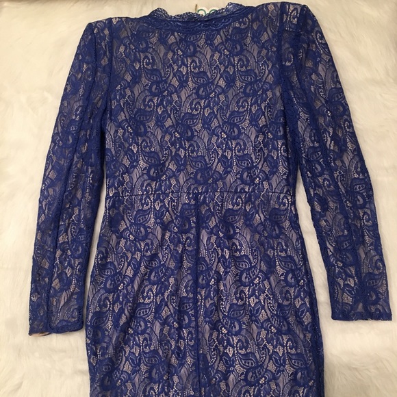 XTaren Royal Blue Paisley Lace Long Sleeve Dress - Picture 4 of 4